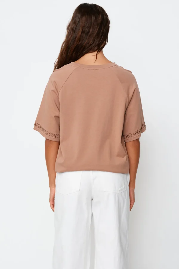 Apero Logo Sleeve Box Cut Tee - Mocha