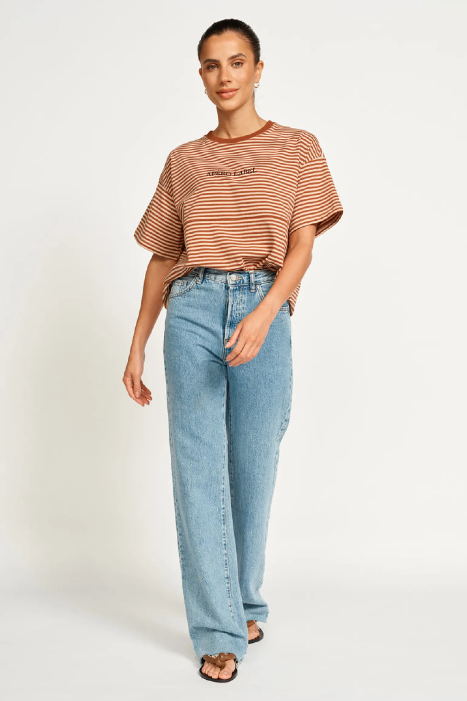 apero_vintage_drop_should_0.webp Apero Vintage Drop Shoulder Cropped Tee - Brown/Tan Stripe