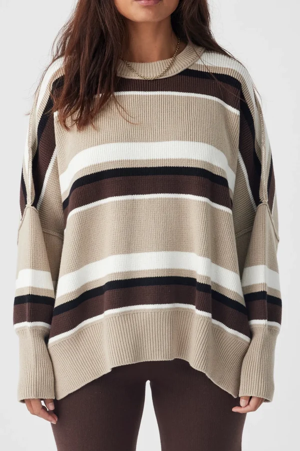 ARCAA Harper Stripe Sweater - Chocolate, Cream & Black