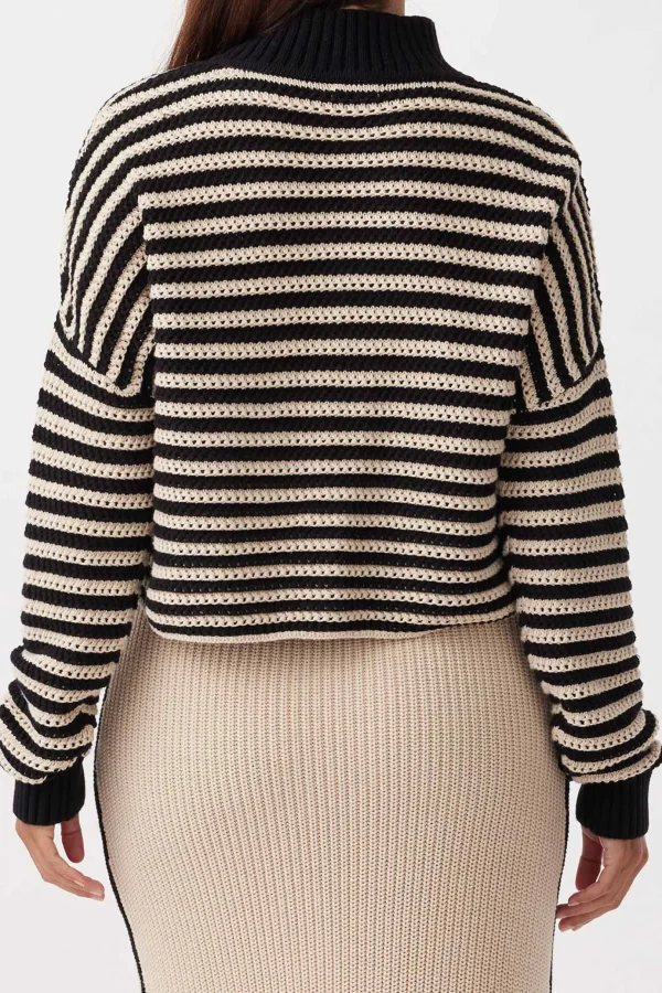 ARCAA June Cropped Sweater - Sand & Black