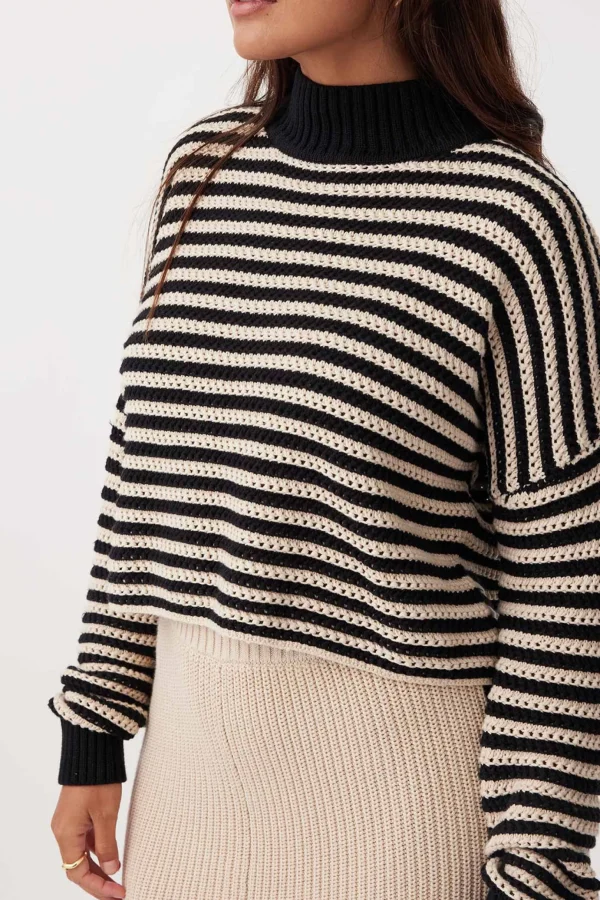 ARCAA June Cropped Sweater - Sand & Black