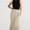 Brave & True Alias Pleated Skirt - Champagne
