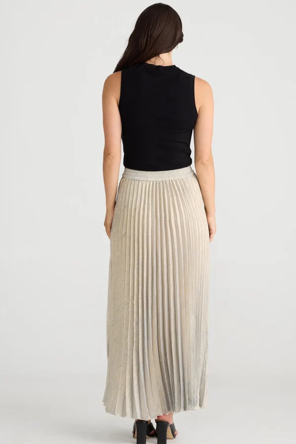 Brave & True Alias Pleated Skirt - Champagne