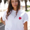Cartel & Willow Mini Heart Tee - White/Deep Red