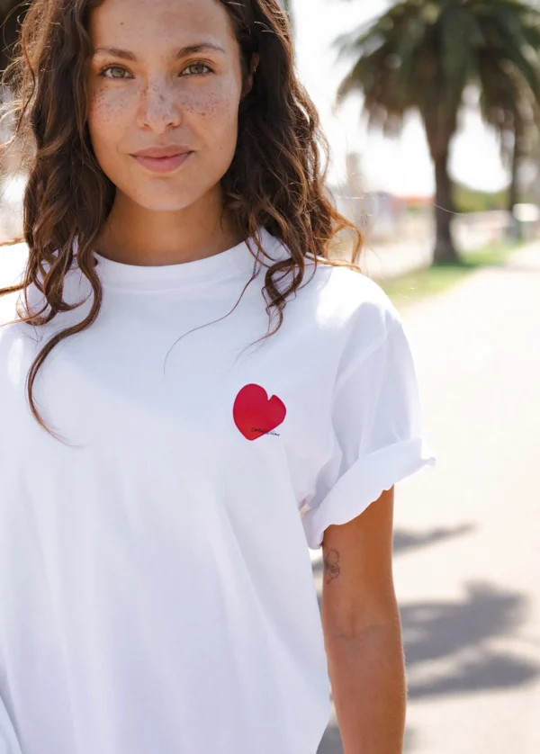 Cartel & Willow Mini Heart Tee - White/Deep Red