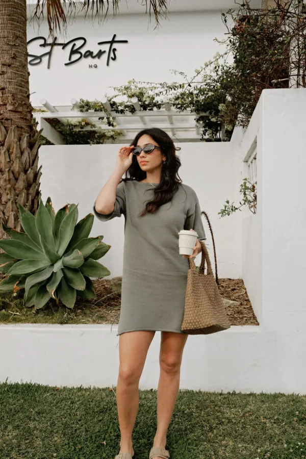 Ceres Life Boxy Knit Dress - Moss Green