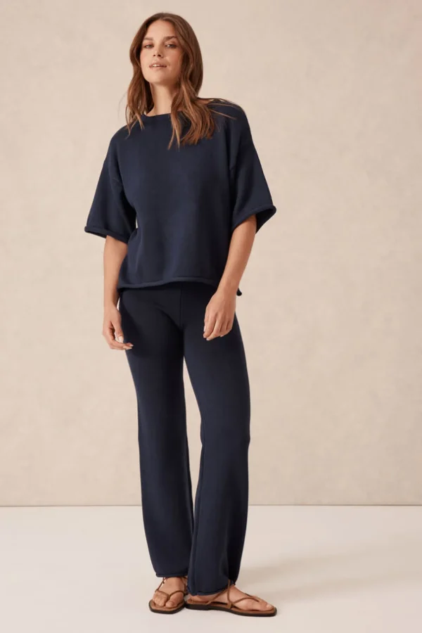 Ceres Life Boxy Knit Tee- Navy