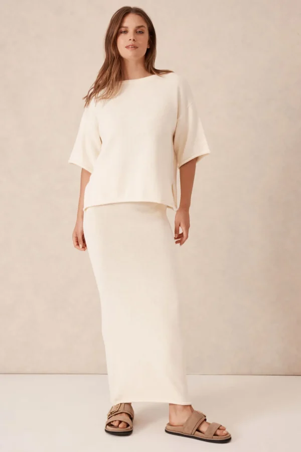 Ceres Life Boxy Knit Tee- Eggshell