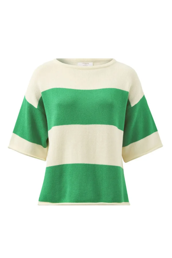 Ceres Life Boxy Knit Tee- Grass Stripe