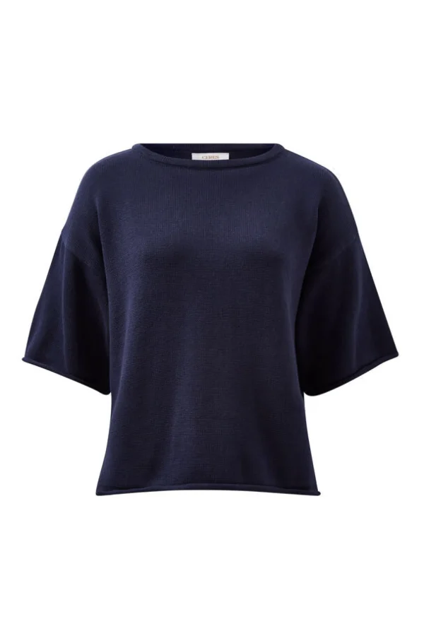 Ceres Life Boxy Knit Tee- Navy