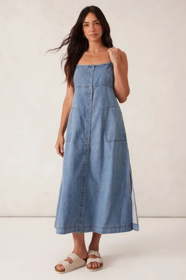 Ceres Life Denim Beach Dress - Worn Blue