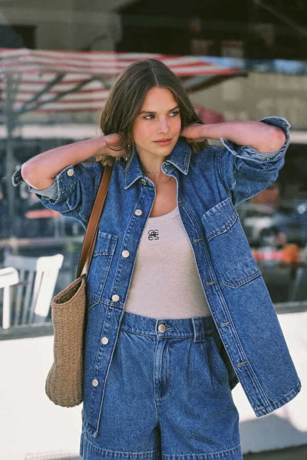 Ceres Life Denim Side Pocket Shacket - Fresh Indigo