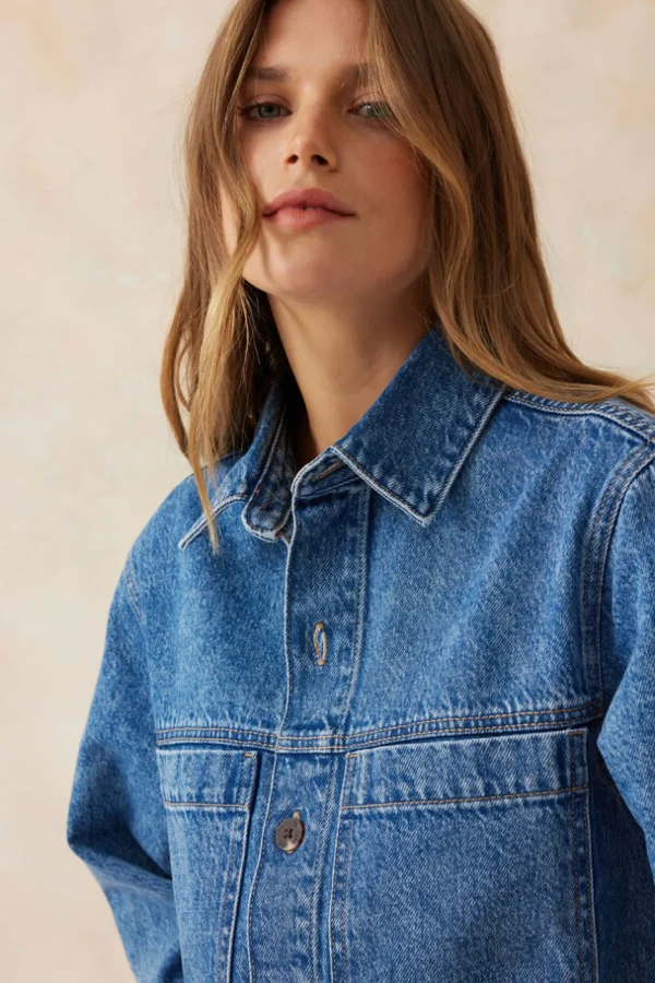 Ceres Life Half Sleeve Boxy Shirt Dress - Fresh Indigo Denim