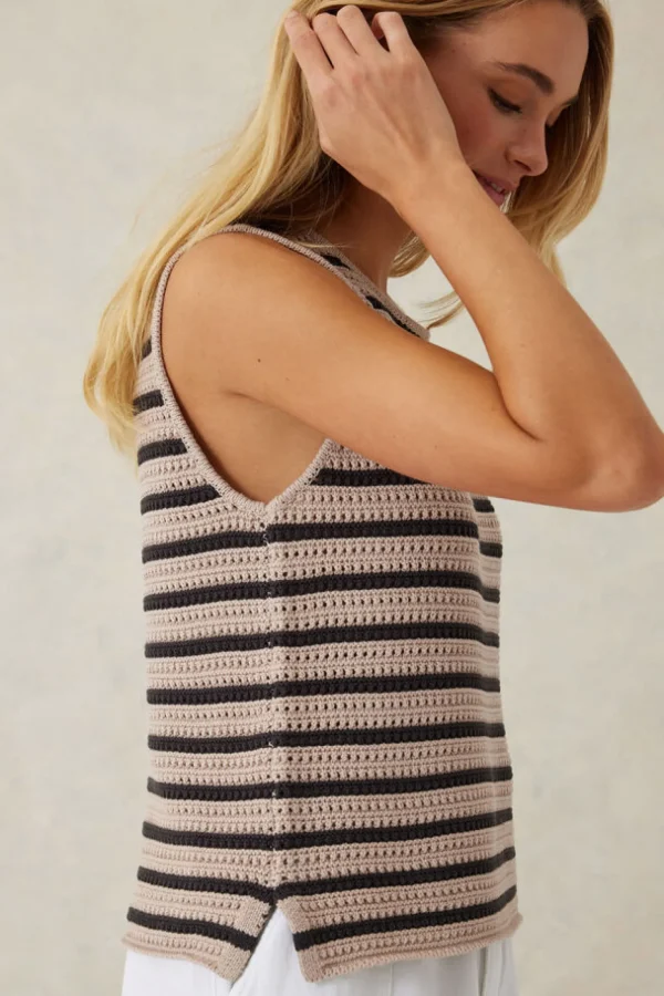 Ceres Life Mesh Knit Tank - String/Phantom Stripe