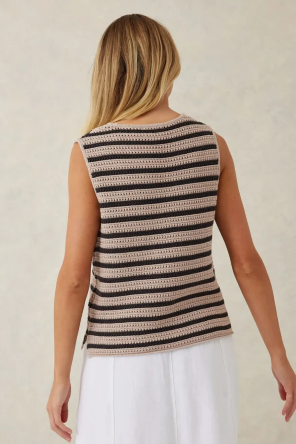 Ceres Life Mesh Knit Tank - String/Phantom Stripe