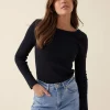Ceres Life Organic Rib Long Sleeve Top - Black