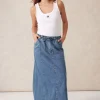 Ceres Life Panelled Maxi Skirt - Worn Blue Denim