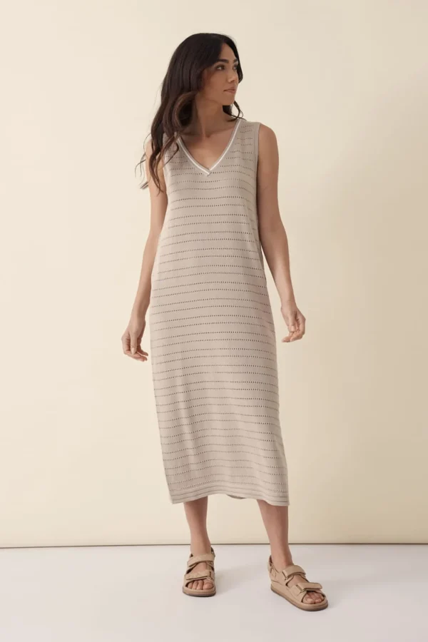 Ceres Life Pointelle Sleeveless Knit Dress - String