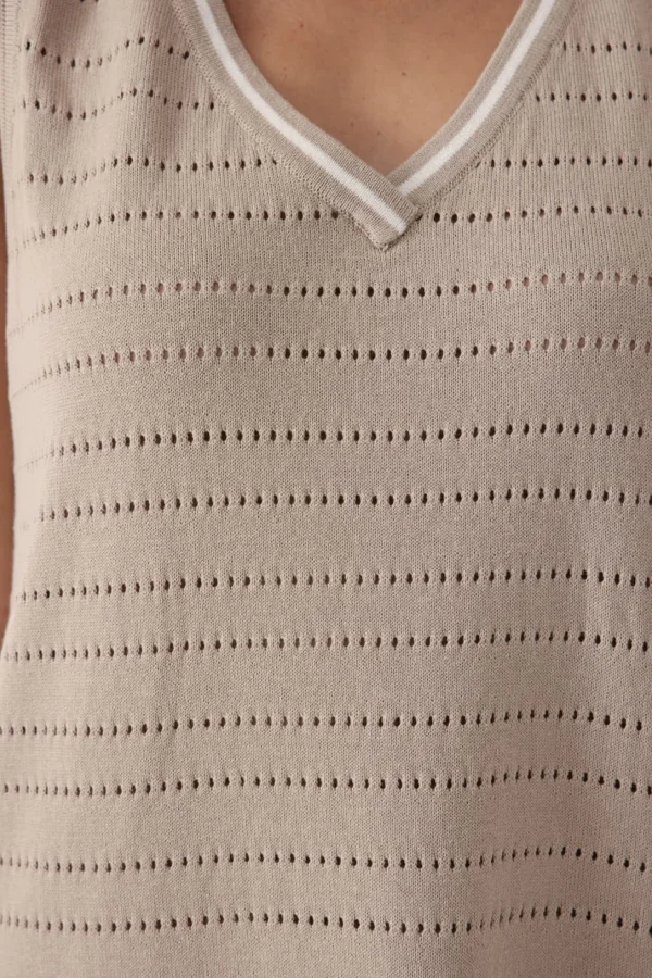 Ceres Life Pointelle Sleeveless Knit Dress - String