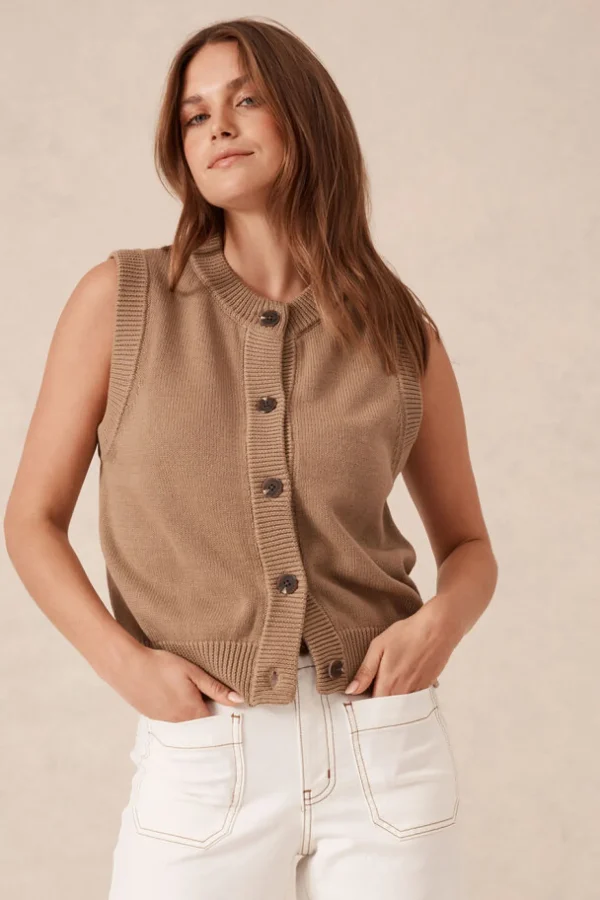 Ceres Life Sleeveless Cardi - Summer Taupe