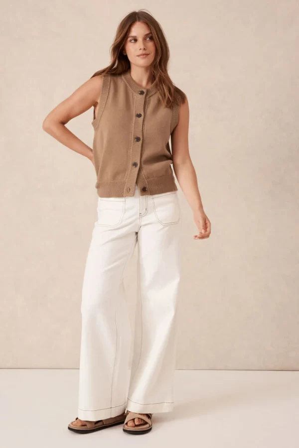 Ceres Life Sleeveless Cardi - Summer Taupe