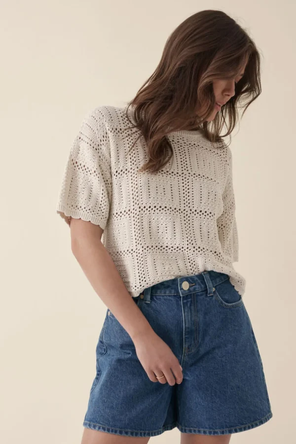 Ceres Life Square Knit Boxy Tee - Ecru