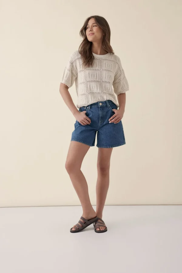 Ceres Life Square Knit Boxy Tee - Ecru
