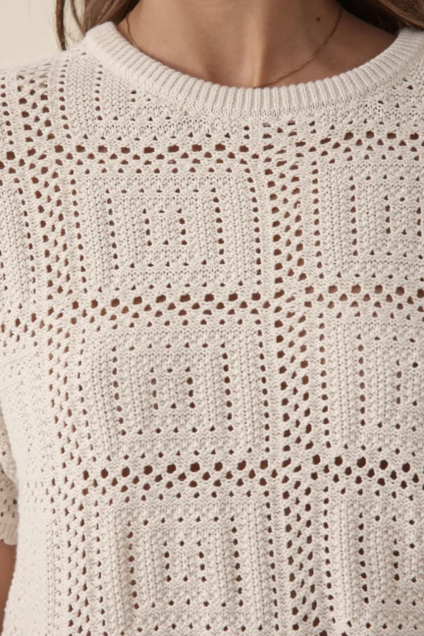 Ceres Life Square Knit Boxy Tee - Ecru