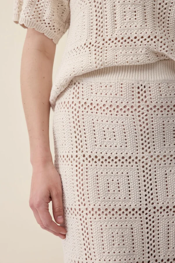Ceres Life Square Knit Midi Skirt - Ecru