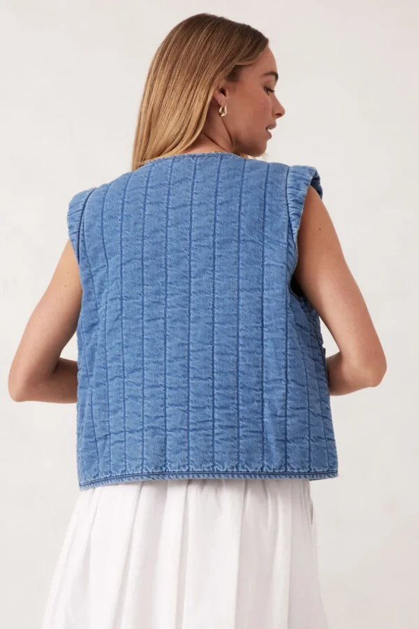 Ceres Life Tie Quilted Vest - Worn Blue