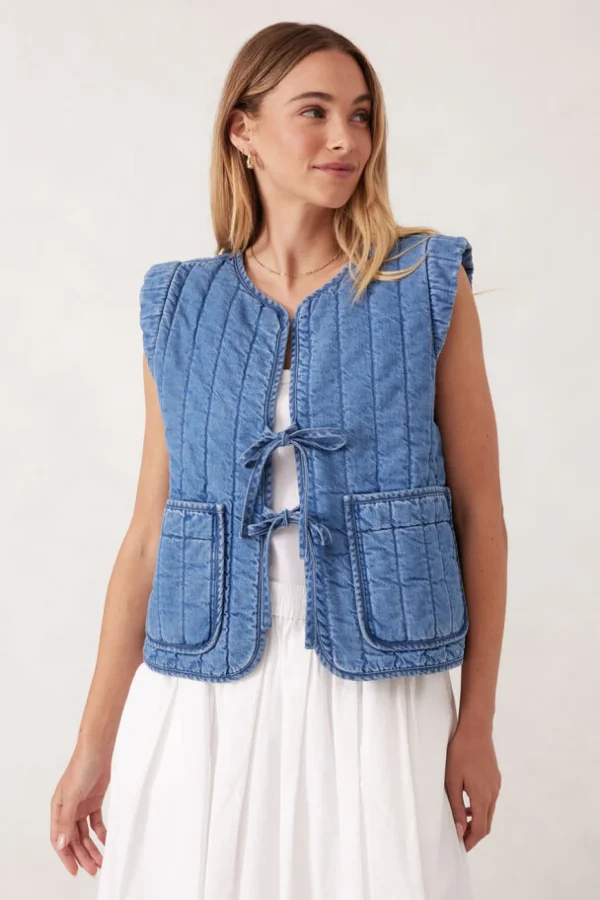 Ceres Life Tie Quilted Vest - Worn Blue