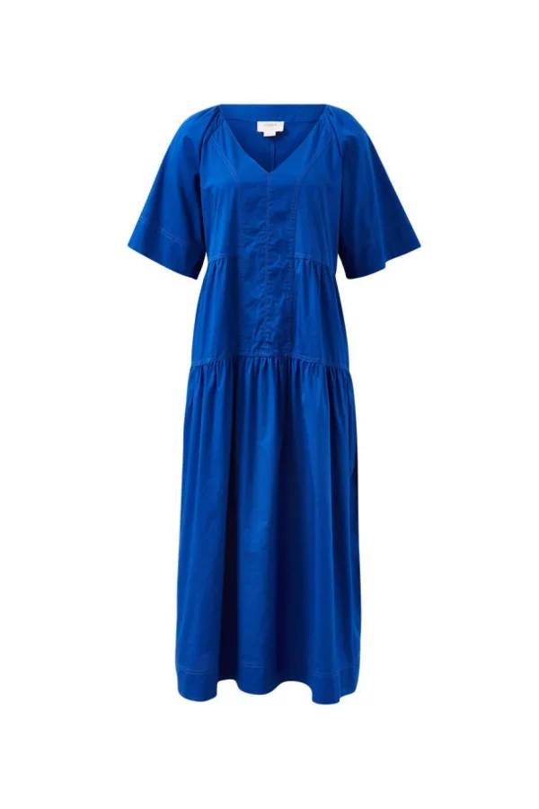 Ceres Life Tiered Poplin Midi Dress - Fresh Cobalt