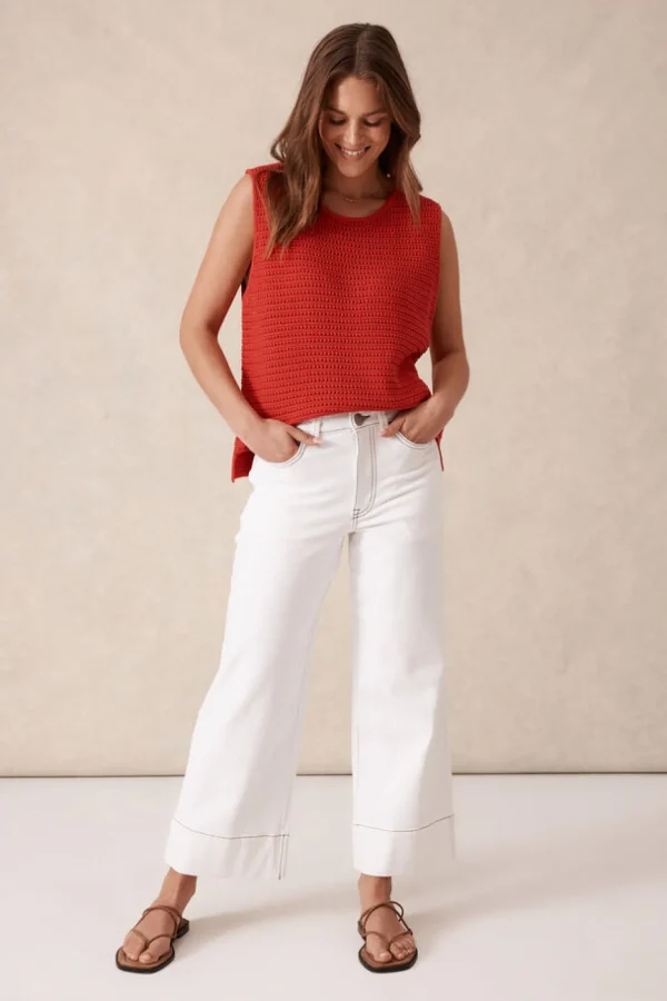 Ceres Life Wide Leg Crop Jean - Fresh Ecru