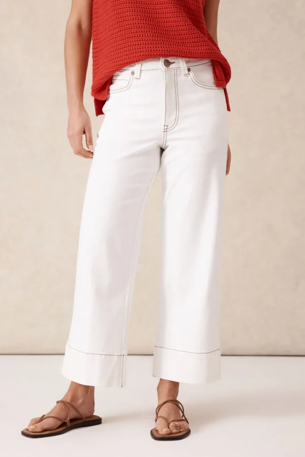 Ceres Life Wide Leg Crop Jean - Fresh Ecru