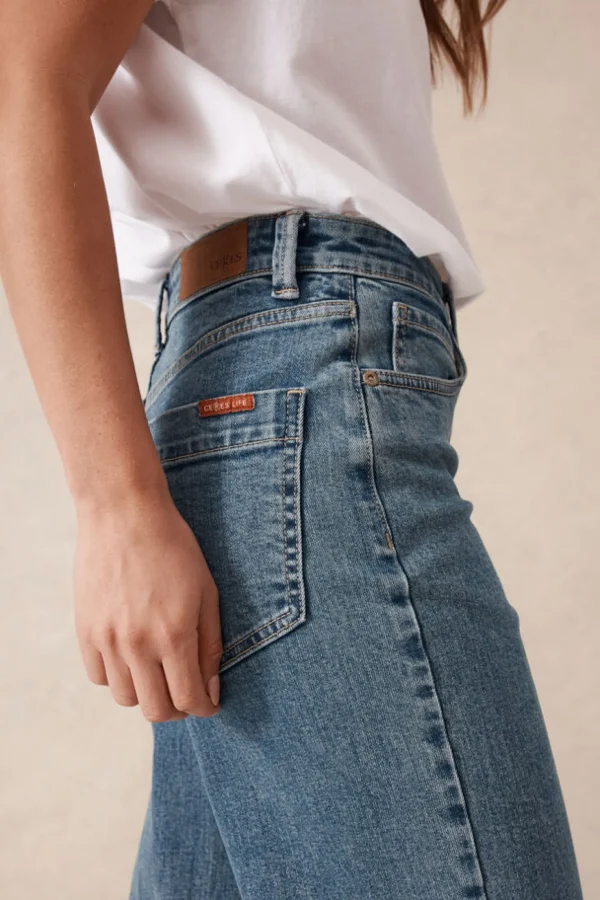 Ceres Life Wide Leg Crop Jean - Mid Indigo