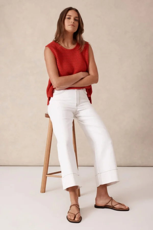 Ceres Life Wide Leg Crop Jean - Fresh Ecru