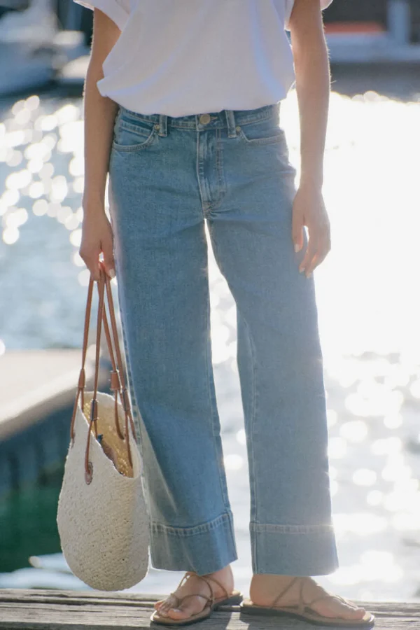 Ceres Life Wide Leg Crop Jean - Mid Indigo