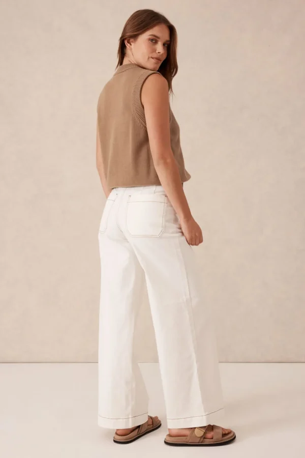 Ceres Life Wide Leg Front Pocket Jean - Fresh Ecru