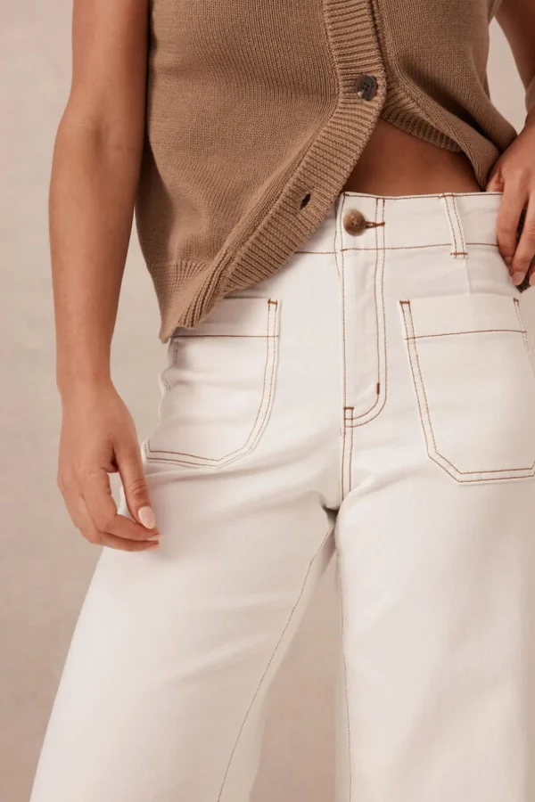 Ceres Life Wide Leg Front Pocket Jean - Fresh Ecru