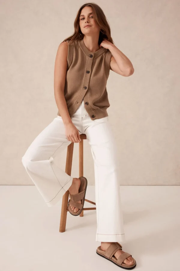 Ceres Life Wide Leg Front Pocket Jean - Fresh Ecru