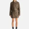 Ena Pelly Lennie Leather Biker Jacket - Worn Brown