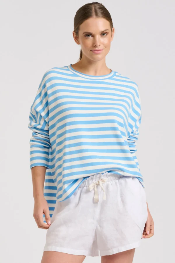 Est 1971 Raw Summer Sweatshirt - Blue/White Stripe