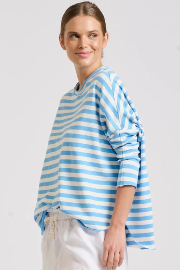 Est 1971 Raw Summer Sweatshirt - Blue/White Stripe