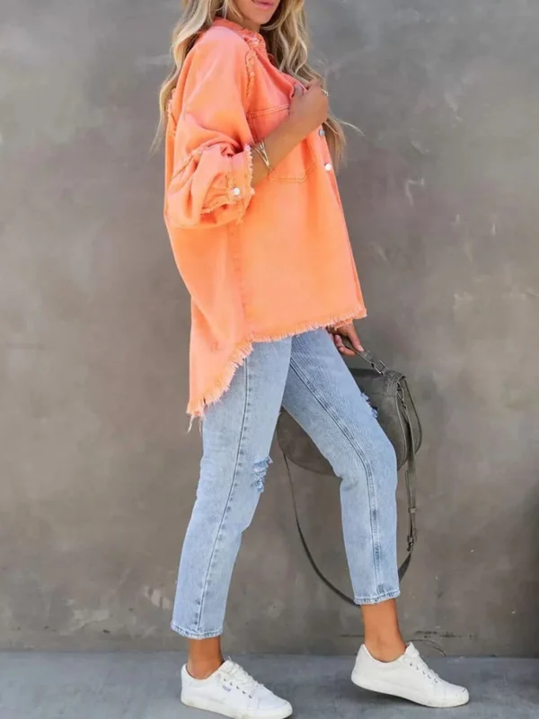 Eyes On Floyd Trixie Shirt Denim Jacket - Orange