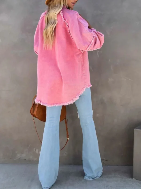 Eyes On Floyd Trixie Shirt Denim Jacket - Pink