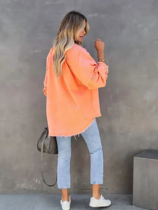Eyes On Floyd Trixie Shirt Denim Jacket - Orange
