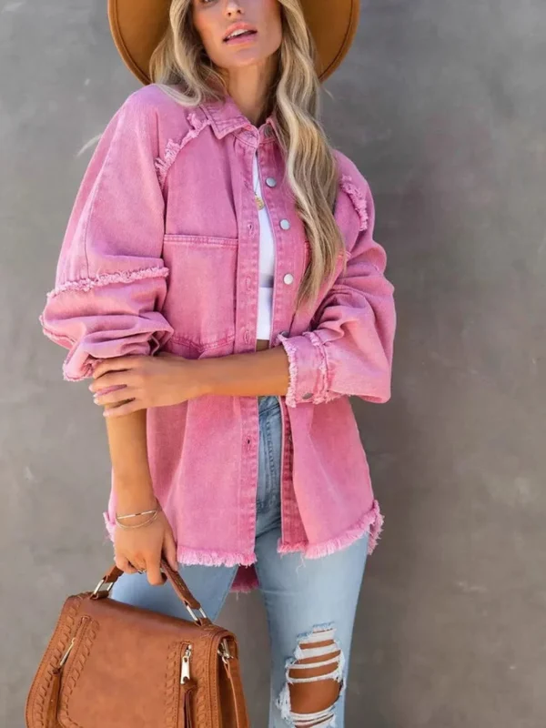 Eyes On Floyd Trixie Shirt Denim Jacket - Pink