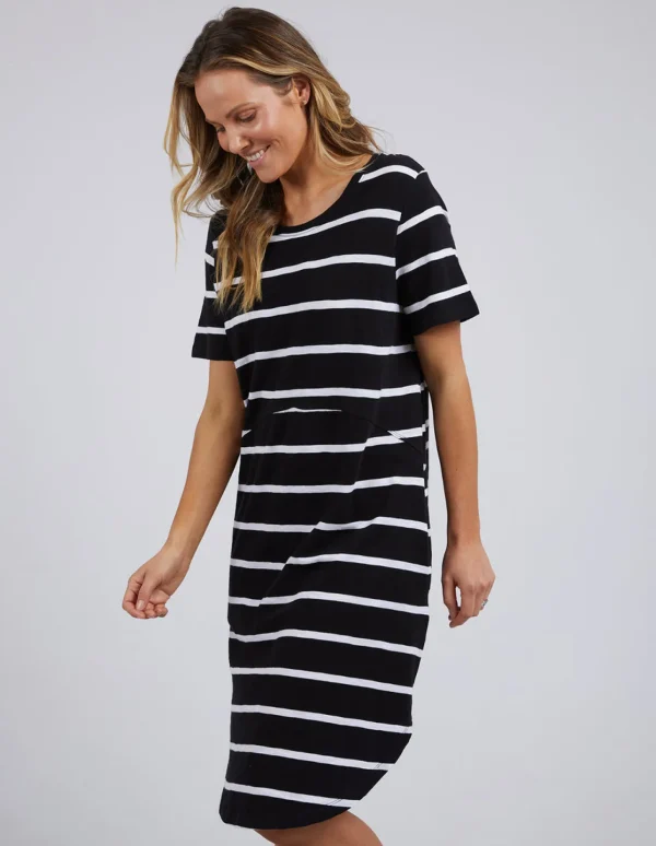Foxwood Bay Stripe Dress- Black/White Stripe