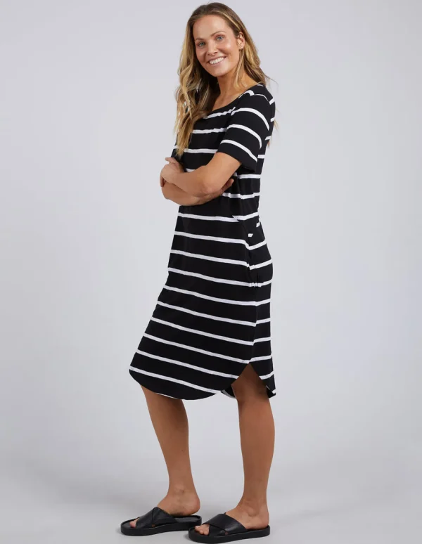 Foxwood Bay Stripe Dress- Black/White Stripe