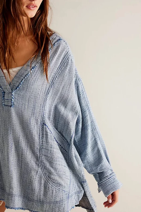 Free People By The Shore Shirt - Indigo Stripe